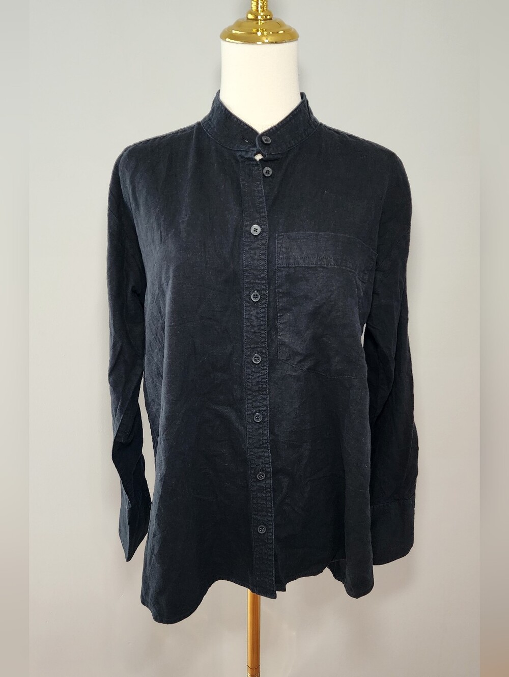 Linen Blend Button Front Shirt Longer Back Banana Republic Size M